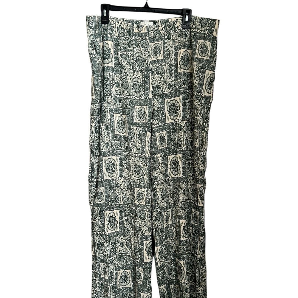 Abercrombie & Fitch Green and Cream Wide Leg Pants